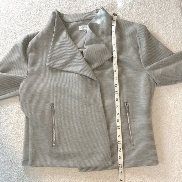 Calvin Klein gray textured knit drape open front jacket - Picture 9 of 9